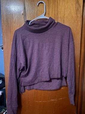 American Eagle Purple Cropped Turtleneck Pullover